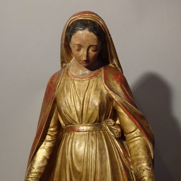 Madonna Immacolata in terracotta e cartapesta dorata XIX secolo-1