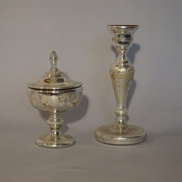 Candeliere in vetro argentato XIX secolo-3