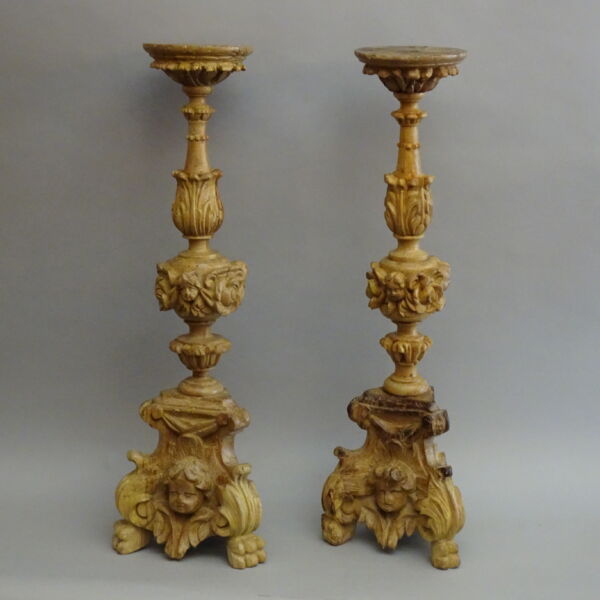 Candelieri in legno intagliato XVIII secolo