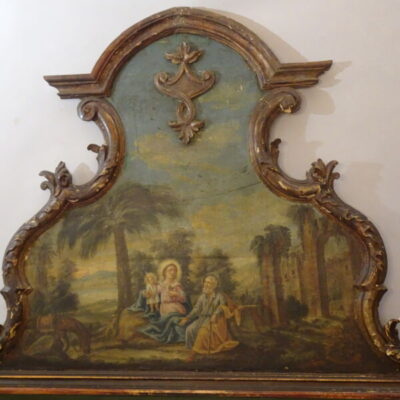 Testata da letto con dipinto in policromia XVIII secolo